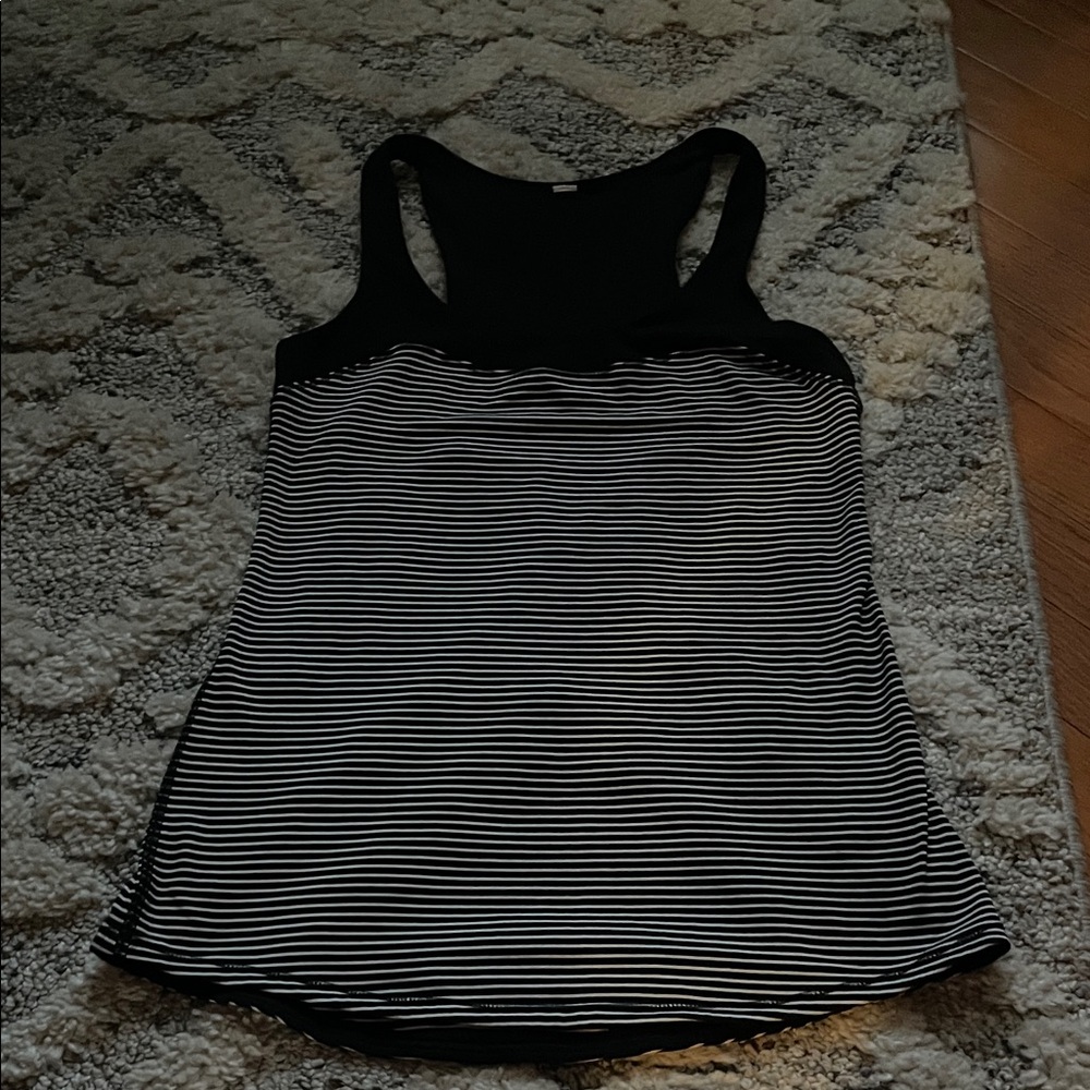 Lululemon Black and White Striped Women's Tank Top